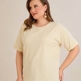 Βαμβακερό T-shirt Κλασικό - Κίτρινο