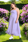 Μακρύ φόρεμα βισκόζης με διακοσμητικά κουμπιά σε μεγάλα μεγέθη- Πασχαλιά