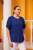 Γυναικείο ανοιξιάτικο πουκάμισο σε μεγάλα μεγέθη - Μπλέ Ρουά