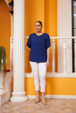 Γυναικείο ανοιξιάτικο πουκάμισο σε μεγάλα μεγέθη - Μπλέ Ρουά