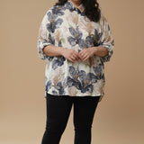 Κομψό πουκάμισο με φλοράλ σχέδιο – Γκρι