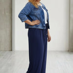 Καθημερινό παντελόνι τύπου παντελονόφουστα σε Σκούρο μπλε χρώμα σε μεγάλα μεγέθη