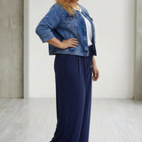 Καθημερινό παντελόνι τύπου παντελονόφουστα σε Σκούρο μπλε χρώμα σε μεγάλα μεγέθη