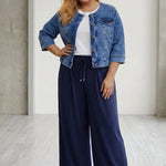 Καθημερινό παντελόνι τύπου παντελονόφουστα σε Σκούρο μπλε χρώμα σε μεγάλα μεγέθη