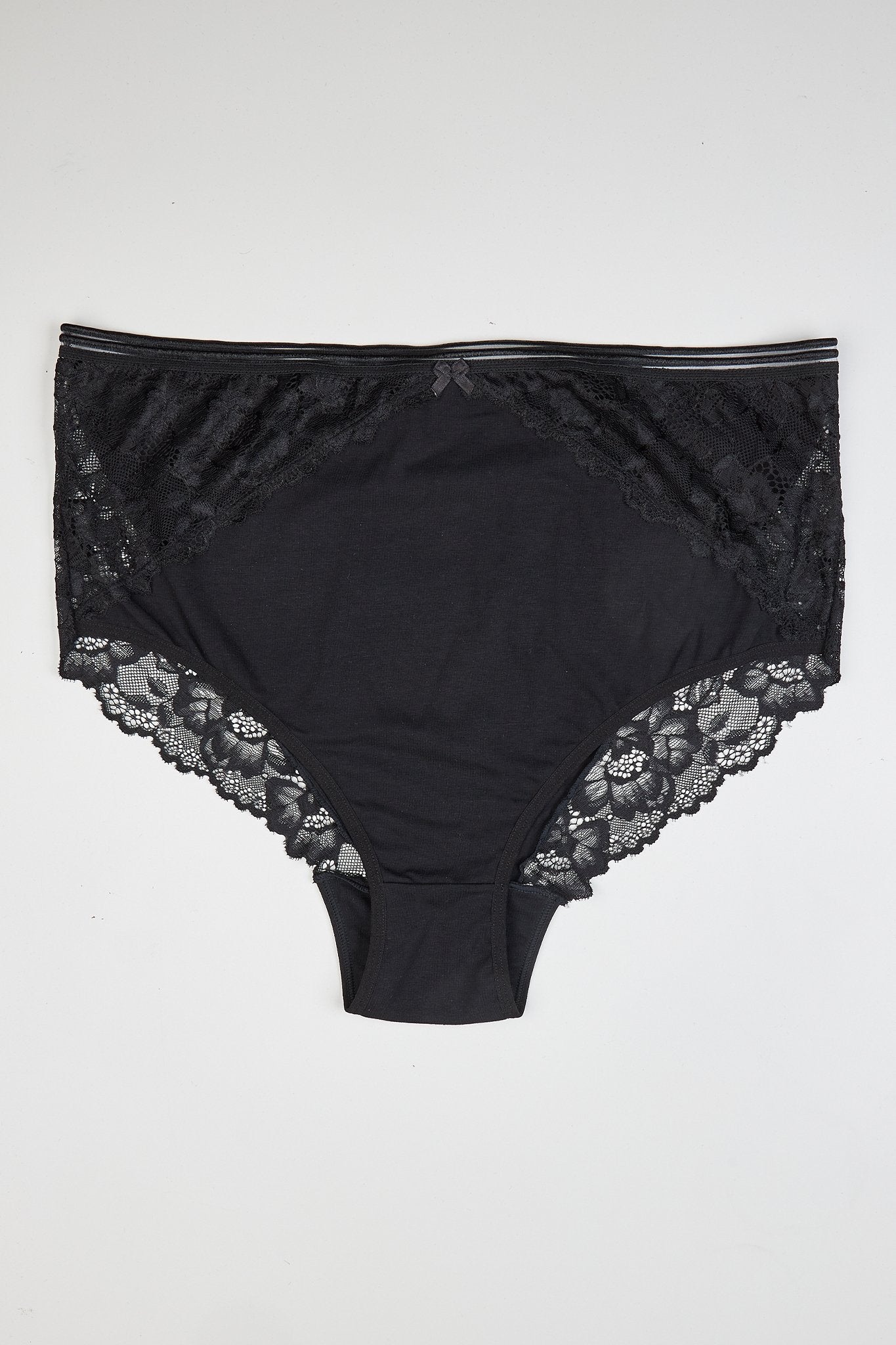 Βαμβακερά σλιπ με δαντέλα Cotton lux (3 τμχ.) μεγάλα μεγέθη Μαύρο