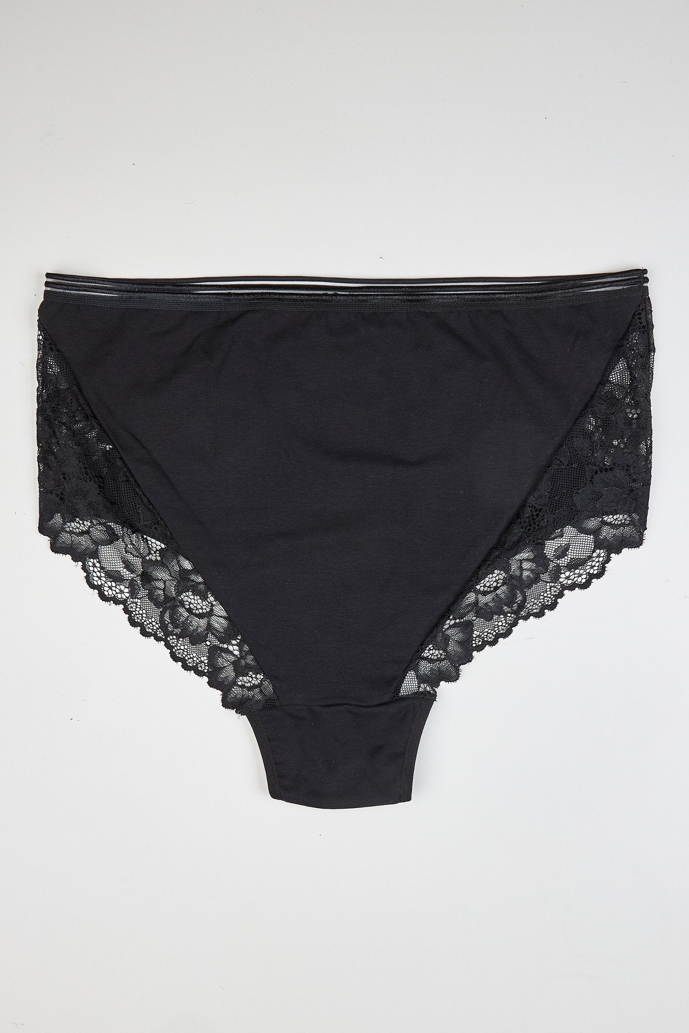 Βαμβακερά σλιπ με δαντέλα Cotton lux (3 τμχ.) μεγάλα μεγέθη Μαύρο