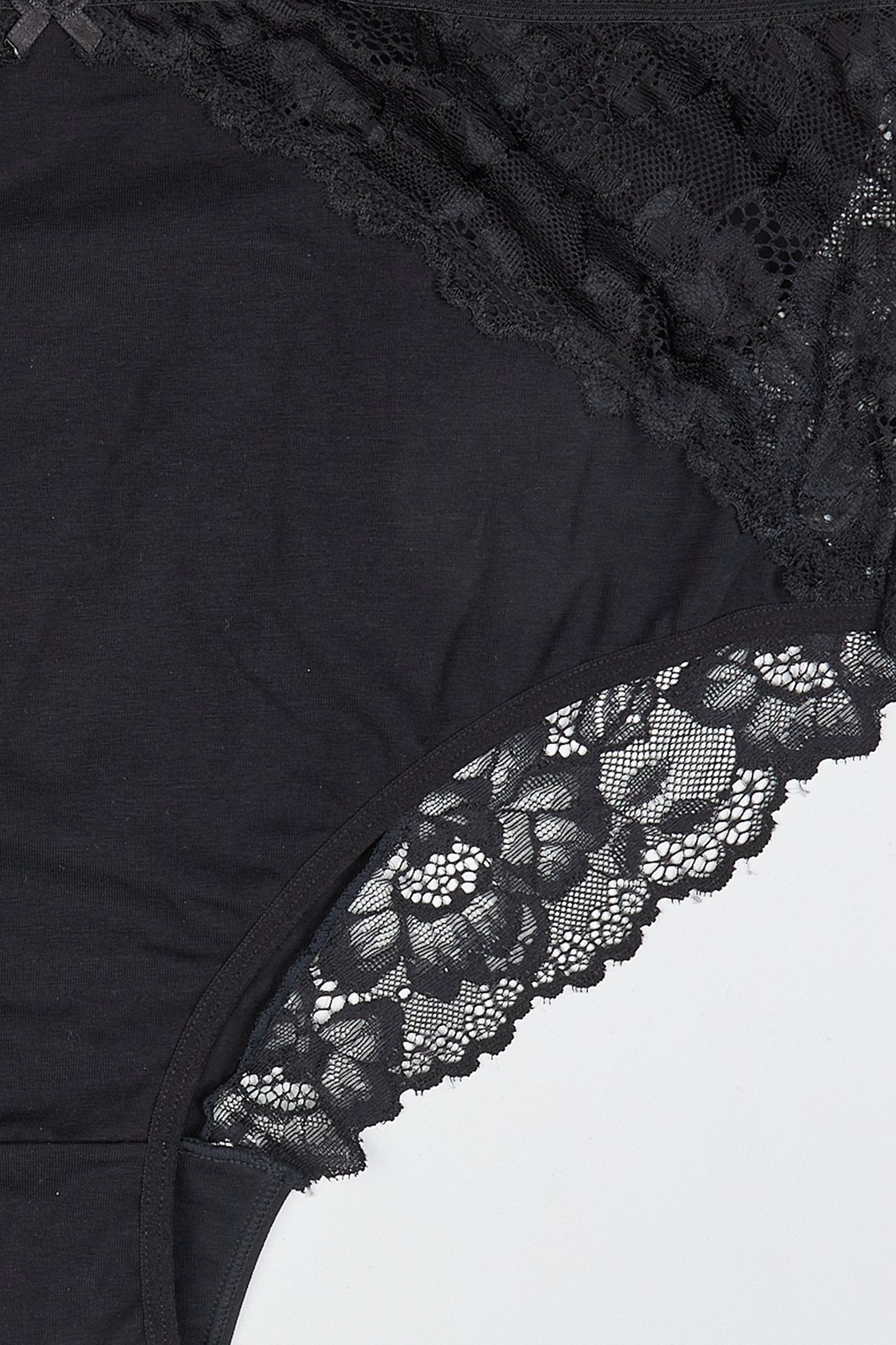 Βαμβακερά σλιπ με δαντέλα Cotton lux (3 τμχ.) μεγάλα μεγέθη Μαύρο