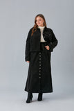 Φούστα κοτλέ με κουμπιά και ελαστική μέση σε μεγάλα μεγέθη  - Μαύρο