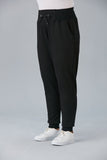 Maxi αθλητικό παντελόνι με ελαστική μανσέτα σε μεγάλα μεγέθη- Μαύρο