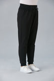 Maxi αθλητικό παντελόνι με ελαστική μανσέτα σε μεγάλα μεγέθη- Μαύρο