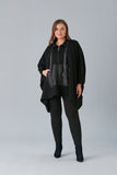 Γυναικείο Maxi poncho με φερμουάρ σε μεγάλα μεγέθη- Μαύρο