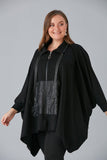 Γυναικείο poncho με φερμουάρ σε μεγάλα μεγέθη- Μαύρο