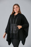 Γυναικείο Maxi poncho με φερμουάρ σε μεγάλα μεγέθη- Μαύρο