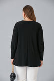 Γυναικεία μπλούζα με πρωτότυπη λαιμόκοψη σε μεγάλα μεγέθη- Μαύρο