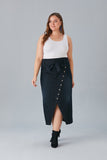 Midi Τζιν φούστα με κουμπιά και σκίσιμο σε μεγάλα μεγέθη - Denim
