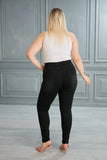 Τζιν παντελόνι με διακόσμηση στα μπατζάκια σε μεγάλα μεγέθη - Μαύρο