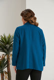 Ανοιξιάτικο σακάκι σε τρία χρώματα σε μεγάλα μεγέθη  - Μπλέ