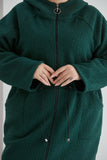 Γυναικείο μακρύ παλτό από μπουκλέ σε μεγάλα μεγέθη - Πράσινο