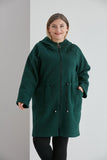 Γυναικείο μακρύ παλτό από μπουκλέ σε μεγάλα μεγέθη - Πράσινο
