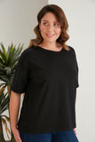 Βαμβακερό μπλουζάκι Basic σε 7 χρώματα σε μεγάλα μεγέθη - Μαύρο