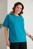 Βαμβακερό μπλουζάκι Basic σε 7 χρώματα σε μεγάλα μεγέθη - Μπλε