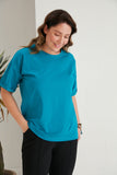 Βαμβακερό μπλουζάκι Basic σε μεγάλα μεγέθη - Μπλε