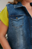 Κοντό Denim γιλέκο σε μεγάλα μεγέθη 