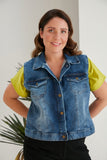 Κοντό Denim γιλέκο σε μεγάλα μεγέθη 