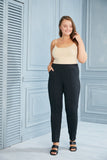 Μακρύ ίσιο μαύρο παντελόνι Lora - μεγάλα μεγέθη