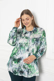 Γυναικείο πουκάμισο πολυτέλειας σε μεγάλα μεγέθη - Abstract Πράσινο 