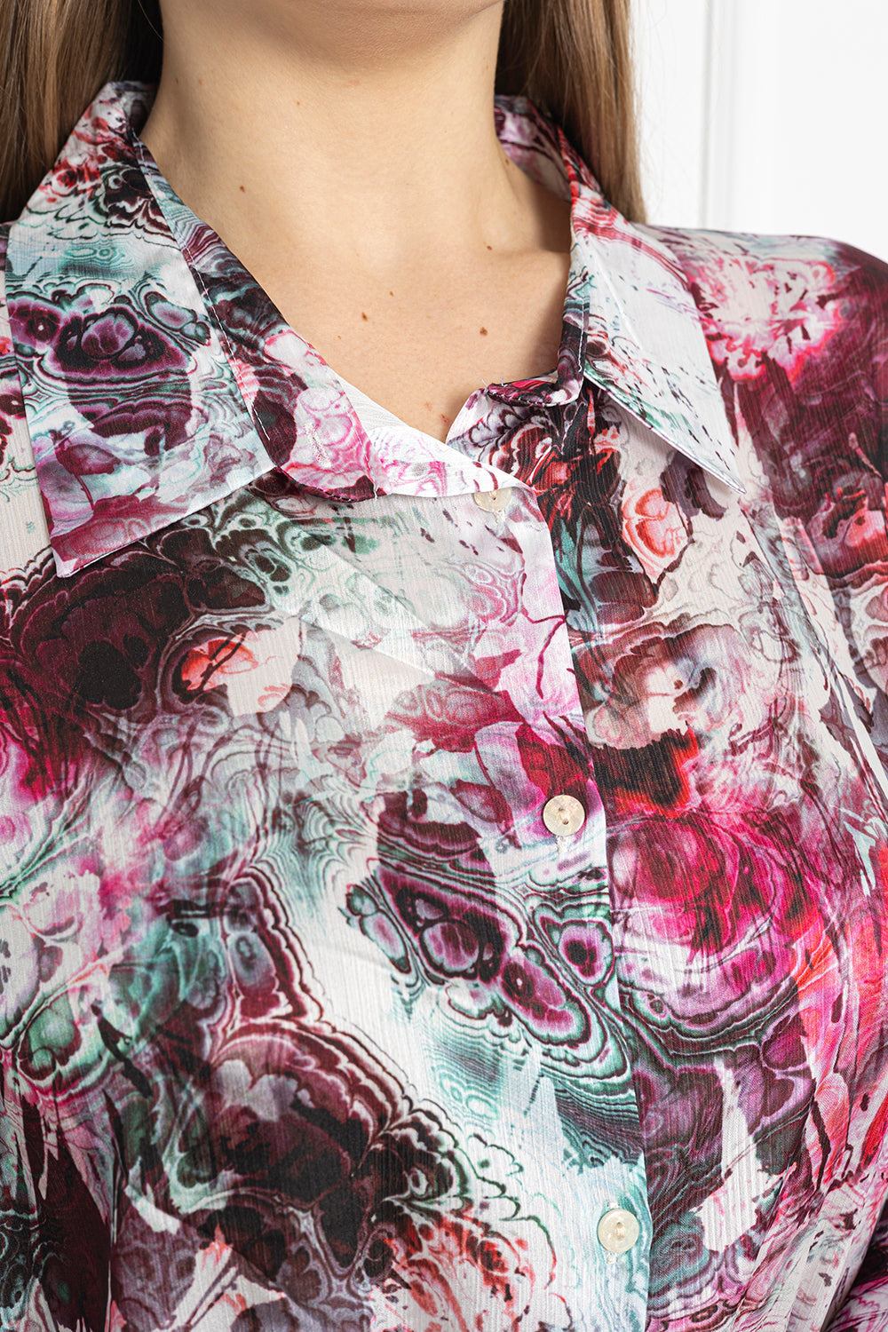 Γυναικείο πουκάμισο πολυτέλειας σε μεγάλα μεγέθη - Abstract Μωβ