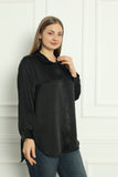 Γυναικείο πουκάμισο πολυτέλειας σε μεγάλα μεγέθη- Μαύρο