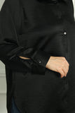 Σατέν πουκάμισο πολυτέλειας σε μεγάλα μεγέθη- Μαύρο