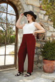 Γναικείο φαρδύ παντελόνι Shelly με τσέπες σε μεγάλα μεγέθη- Κόκκινο
