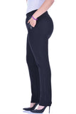 Μαύρο Κλασικό παντελόνι Eliza σε ίσια γραμμή με δερματίνη στις τσέπες σε μεγάλα μεγέθη