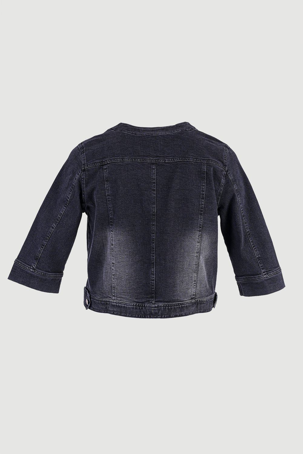 Μαύρη Denim ζακέτα με 3/4 μανίκια - μεγάλα μεγέθη