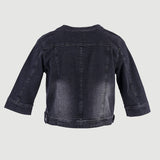 Μαύρη Denim ζακέτα με 3/4 μανίκια - μεγάλα μεγέθη