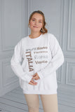 Γυναικεία μπλούζα με στάμπα Italia σε μεγάλα μεγέθη - Άσπρο