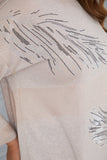 Πλεκτή μπλούζα με διακόσμηση πούπουλα σε μεγάλα μεγέθη - Πούδρα
