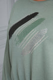 МаΠλεκτή γυναικεία μπλούζα με στάμπα και κορδόνια σε μεγάλα μεγέθη - Μένταкси блуза с щампа и връзки - Πράσινο