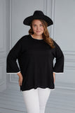 Πλεκτή μπλούζα Contrast σε μεγάλα μεγέθη - Μαύρο