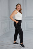 Γυναικείο παντελόνι με πλαϊνές ρίγες με στράς σε μεγάλα μεγέθη