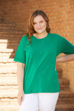 Βαμβακερό μπλουζάκι Basic σε μεγάλα μεγέθη -Πράσινο