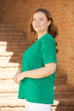 Βαμβακερό μπλουζάκι Basic σε 7 χρώματα σε μεγάλα μεγέθη -Πράσινο