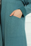 Γυναικεία ζακέτα με κουκούλα σε μεγάλα μεγέθη  - Πράσινο