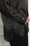 Γυναικείο πουκάμισο πολυτέλειας σε μεγάλα μεγέθη- Μαύρο Πουά
