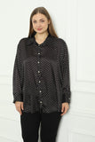 Γυναικείο πουκάμισο πολυτέλειας σε μεγάλα μεγέθη- Μαύρο Πουά