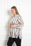 Γυναικείο πουκάμισο πολυτέλειας σε μεγάλα μεγέθη -  Ριγέ Λευκό