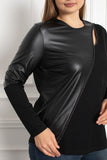 Γυναικεία μπλούζα με σκίσιμο σε μεγάλα μεγέθη - Μαύρο