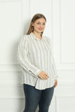 Ριγέ γυναικείο πουκάμισο βισκόζη σε μεγάλα μεγέθη- Μπλέ